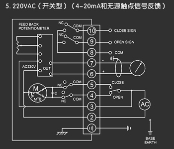 220VAC開關型<a href='http://www.wd568.com/Product/diefa/diandongdiefa/' target='_blank'>電動<a href='http://www.wd568.com/Product/diefa/' target='_blank'>蝶閥</a></a>接線圖