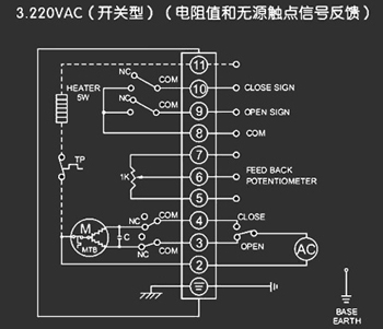 220VAC開關型<a href='http://www.wd568.com/Product/diefa/diandongdiefa/' target='_blank'>電動<a href='http://www.wd568.com/Product/diefa/' target='_blank'>蝶閥</a></a>接線圖