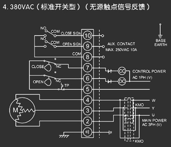 380VAC標準開關型<a href='http://www.wd568.com/Product/diefa/diandongdiefa/' target='_blank'>電動<a href='http://www.wd568.com/Product/diefa/' target='_blank'>蝶閥</a></a>接線圖